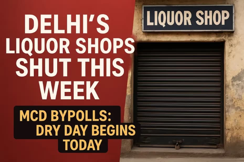 DELHI'S LIQUOR SHOPS SHUT THIS WEEK - MCD BYPOLLS DRY DAY BEGINS TODAY DELHI'S LIQUOR SHOPS SHUT THIS WEEK - MCD BYPOLLS DRY DAY BEGINS TODAY